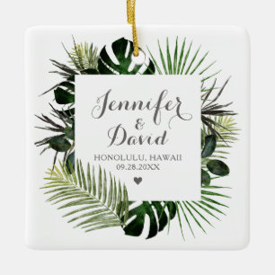 Tropical Wedding Newlywed Gift Keepsake Ornament