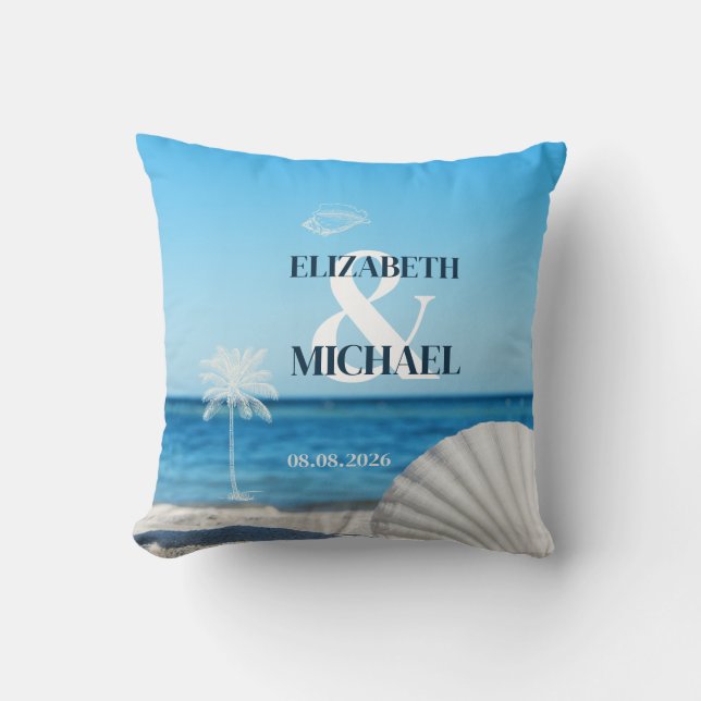 Tropical Wedding Ocean Beach Cushion (Front)