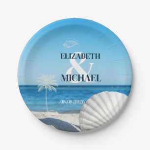 Tropical Wedding Ocean Beach Paper Plate