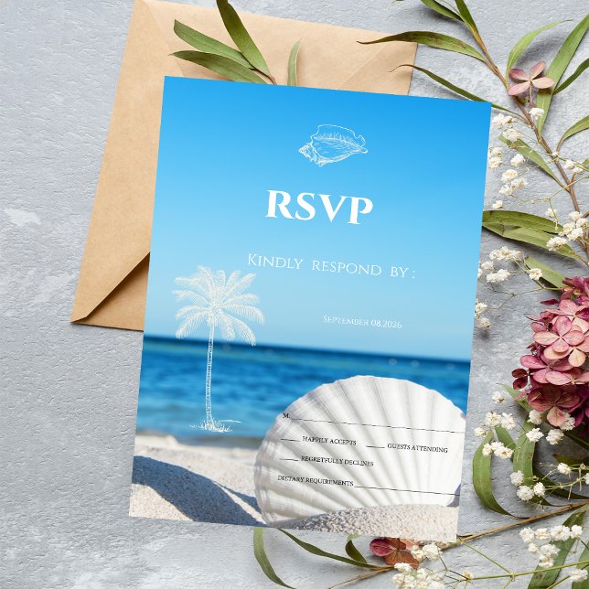 Tropical Wedding Ocean Beach RSVP   Invitation (Creator Uploaded)