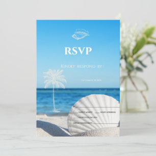 Tropical Wedding Ocean Beach RSVP   Invitation