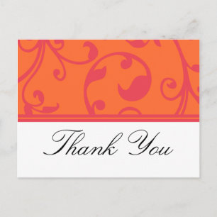 Tropical Wedding Orange Pink Thank You Postcards