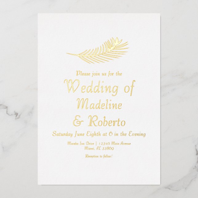 Tropical Wedding Palm Leaf Traditional Wedding  (Front)