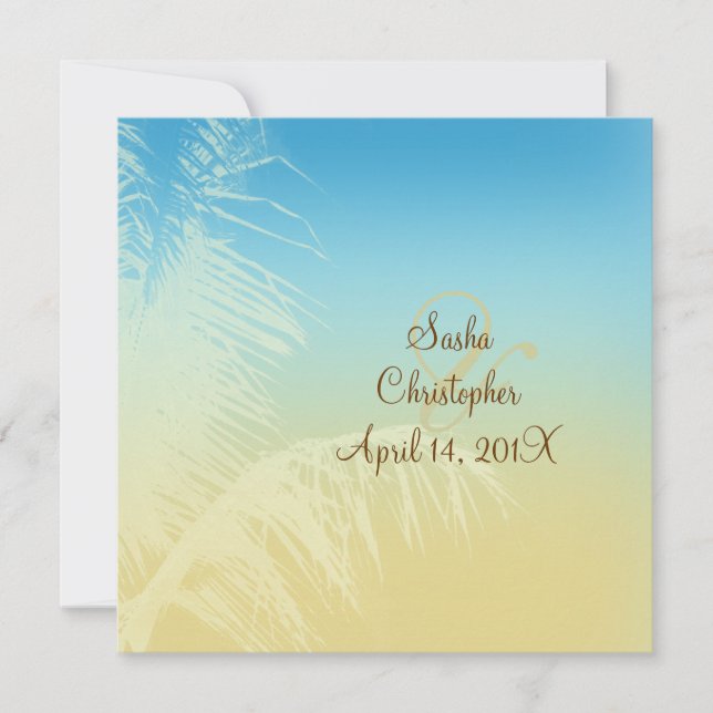 Tropical Wedding/palm silhouette Invitation (Front)