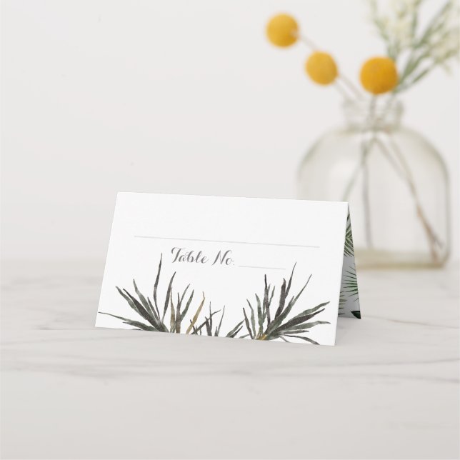 Tropical Wedding Palm Tree Folded Place Card (Front)