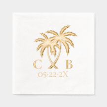 Tropical Wedding Palms Couple Initials & Date