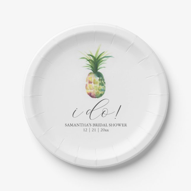 Tropical Wedding Paper Plates Pineapple (Front)