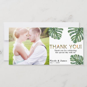 Tropical Wedding Photo Jungle Safari Thank You Card