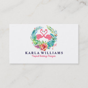 Tropical Wedding Planner Colourful Floral Wreath Business Card