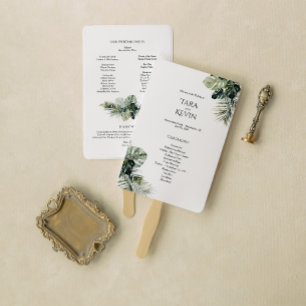 Tropical Wedding Program Fan – Botanical Design