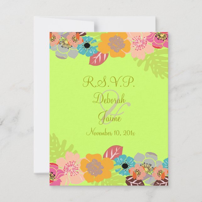 Tropical wedding RSVP/Add your background RSVP Card (Front)