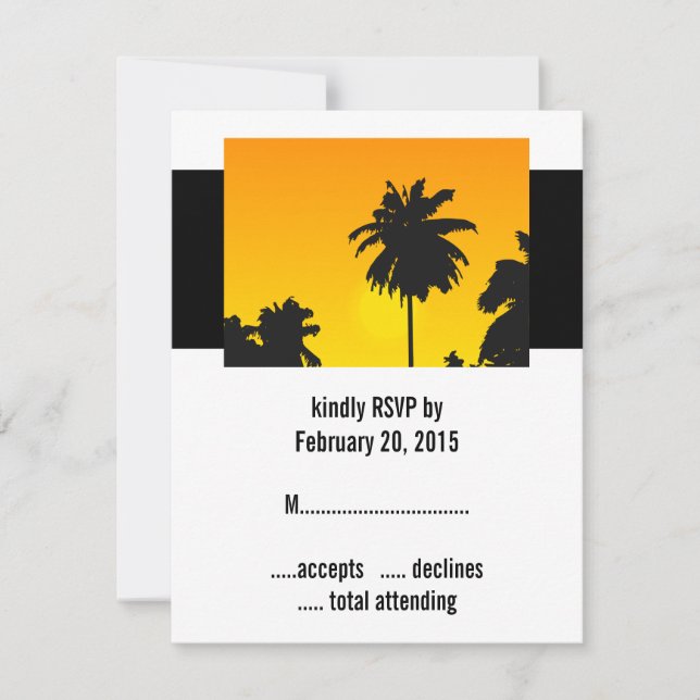 Tropical Wedding RSVP Cards Sunset Ceremony (Front)