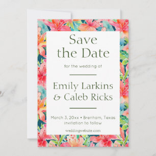 Tropical Wedding Save the Date with Photo Back 