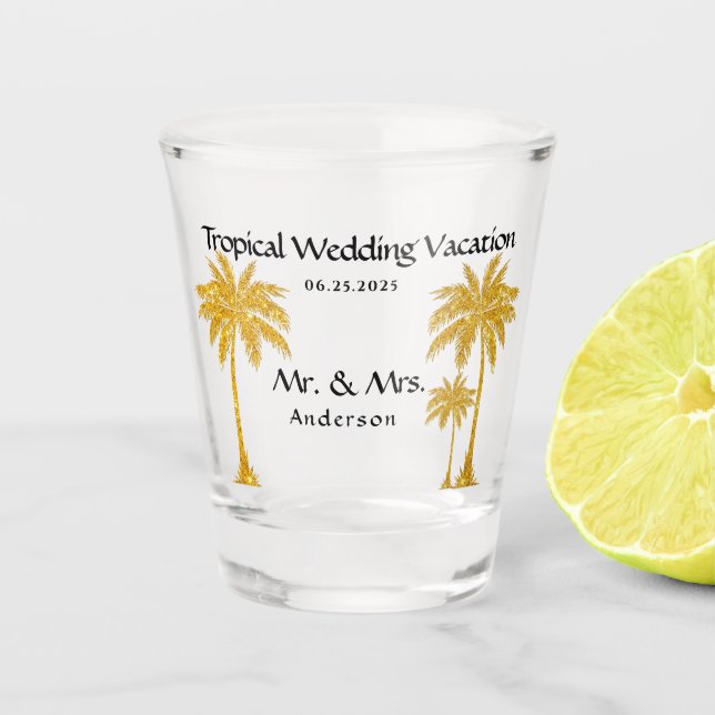 Tropical Wedding  Shot Glass (Front)