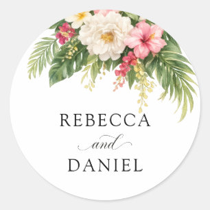 Tropical Wedding Sticker Floral Hibiscus Green 