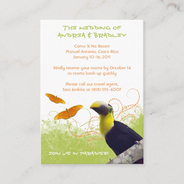 Tropical Wedding Travel Information Card (Front)