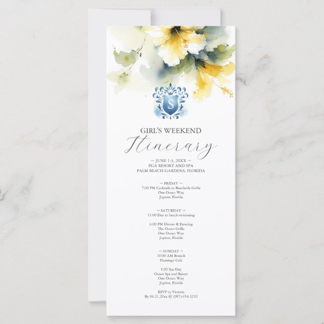Tropical Wedding Weekend Itinerary for Guests (Front)