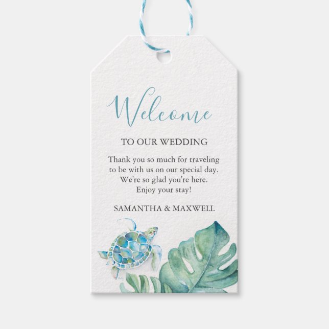 Tropical Wedding Welcome Guest Gift Tags (Front)