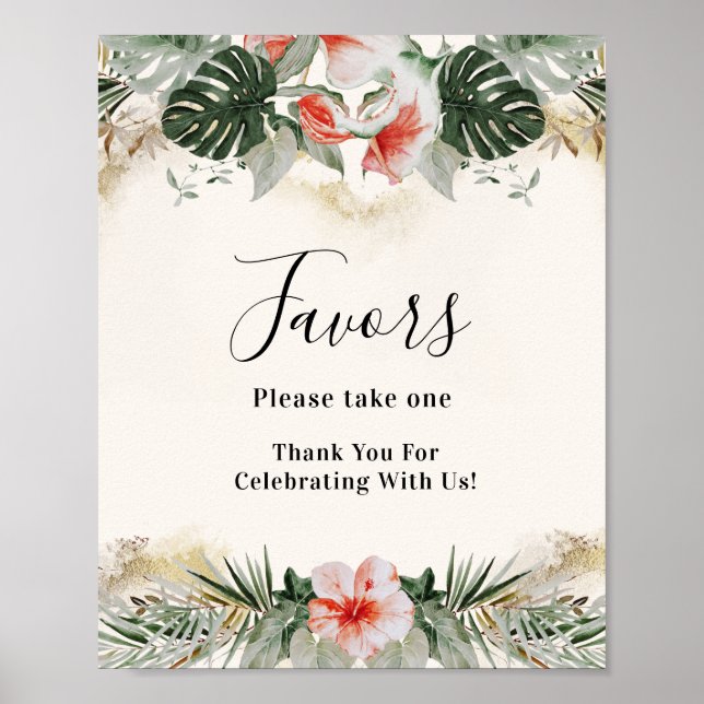 Tropical Weding | Palm Monstera Favours Poster (Front)