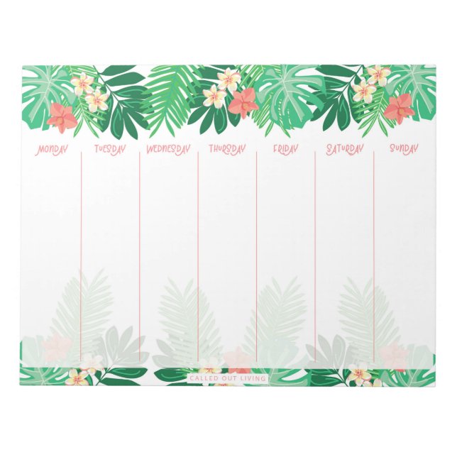 Tropical weekly planner scedule agenda notepad (Front)