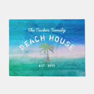 Tropical Welcome Ocean Blue Green Beach House Doormat