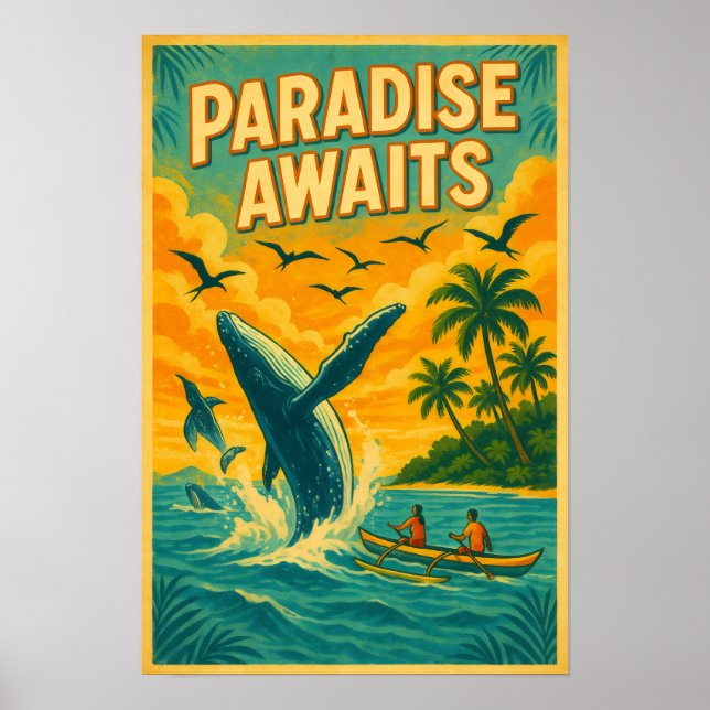 Tropical Whale Watching Paradise Poster (Front)