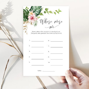 Tropical Where were we bridal shower game