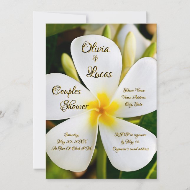 Tropical White Floral - New Beginnings - Couples Invitation (Front)