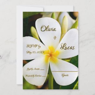 Tropical White Floral - New Beginnings - RSVP Invitation