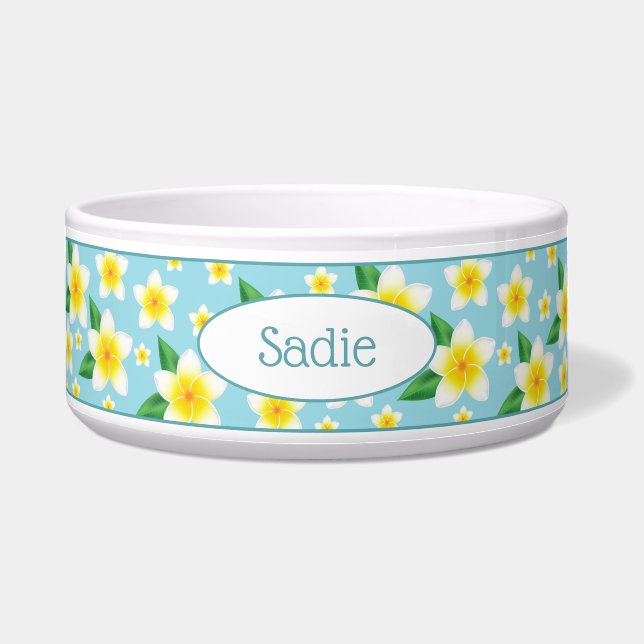 Tropical White Frangipani Flowers & Custom Name (Front)