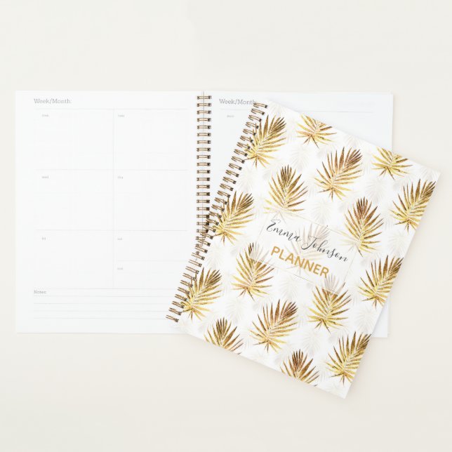 Tropical White Gold Palm Leaves Greenery Planner (Display)