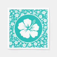 Tropical White Hibiscus on Turquoise