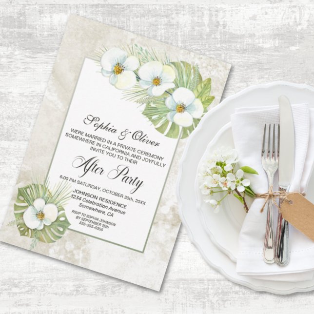 Tropical White Orchid Floral Wedding After Party Invitation (Creator Uploaded)
