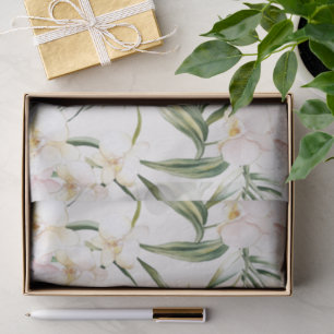 Tropical White Orchid Flowers Bridal Shower Tissue Paper