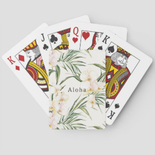 Tropical White Orchid Flowers Playing Cards