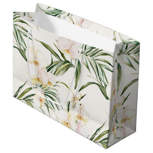 Tropical White Orchid Flowers Wedding Large Gift Bag