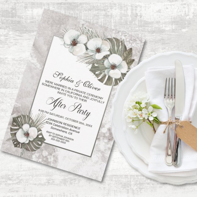 Tropical White Orchids Wedding After Party Invitation (Creator Uploaded)