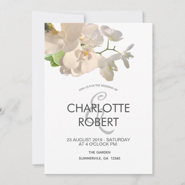 Tropical White Orchids Wedding     Invitation (Front)