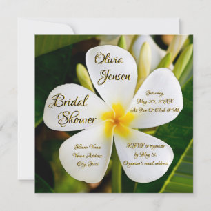 Tropical White Plumeria - New Beginnings - Bridal Invitation