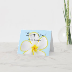 Tropical, White & Yellow Plumeria, Floral Wedding Thank You Card