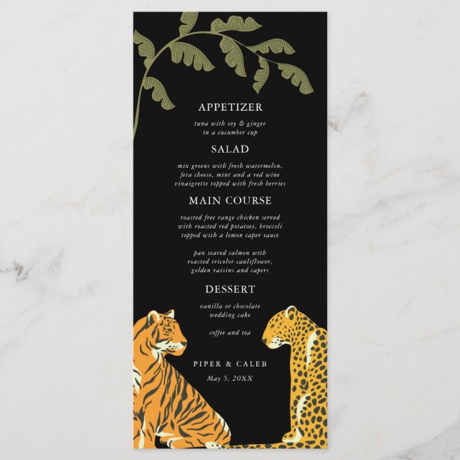 Tropical Wild Cats Wedding  Menu (Front)
