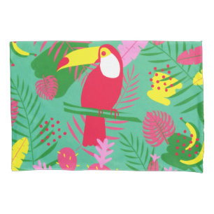Tropical Wild Jungle Paradise Toucan Water color Pillowcase