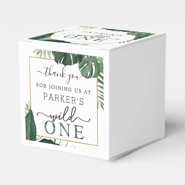 Tropical Wild One First Birthday Party Favour Box (Front Side)