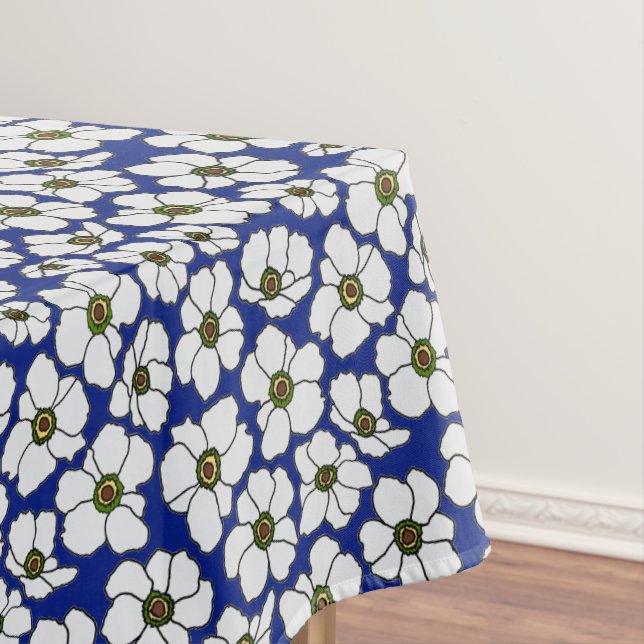 Tropical Wildflowers On Blue  Tablecloth (In Situ)