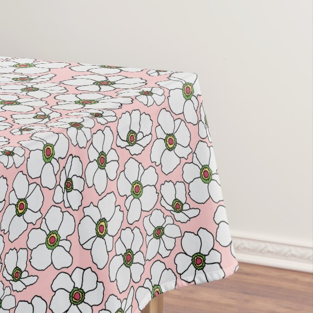Tropical Wildflowers On Pink  Tablecloth (In Situ)