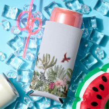 Tropical Wildlife Can Cooler Sleeve - Flamingo