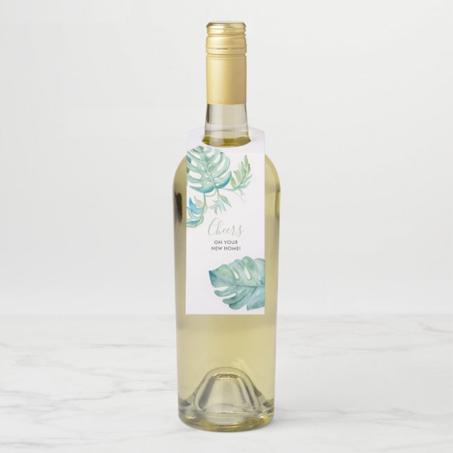 Tropical Wine Housewarming Gift Bottle Tag (On Bottle)