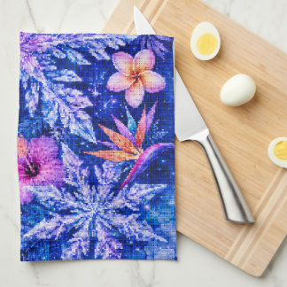 Tropical Winter Snowflakes Tea Towel