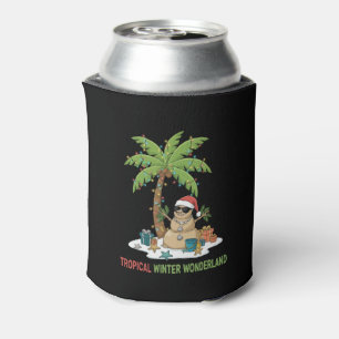 Tropical Winter Wonderland Funny Christmas Can Cooler