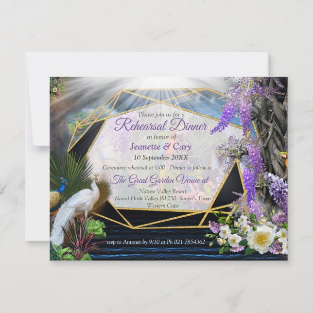 Tropical Wisteria Paradise at the Golden Palace Invitation (Front)